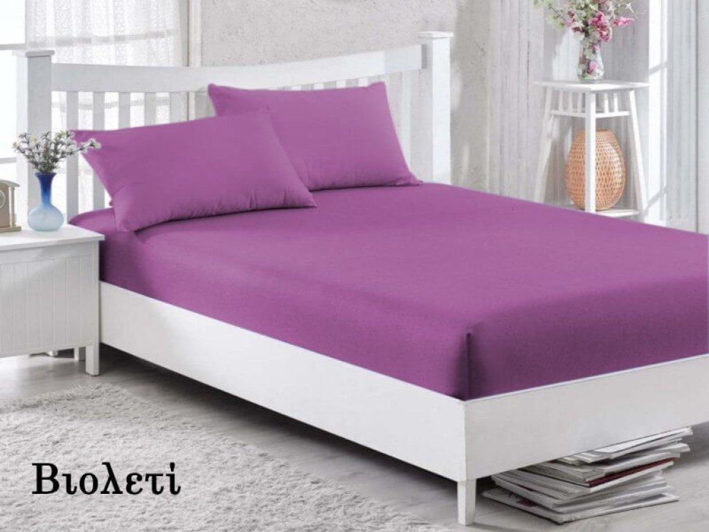 Κατωσέντονα με λάστιχο Βιολετί Βαμβακερά Γαρύφαλλο | Γαρύφαλλο - Λευκά Είδη